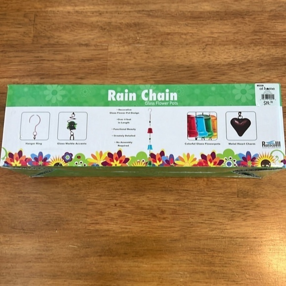 Russo colorful glass flowerpot down spout rain chain